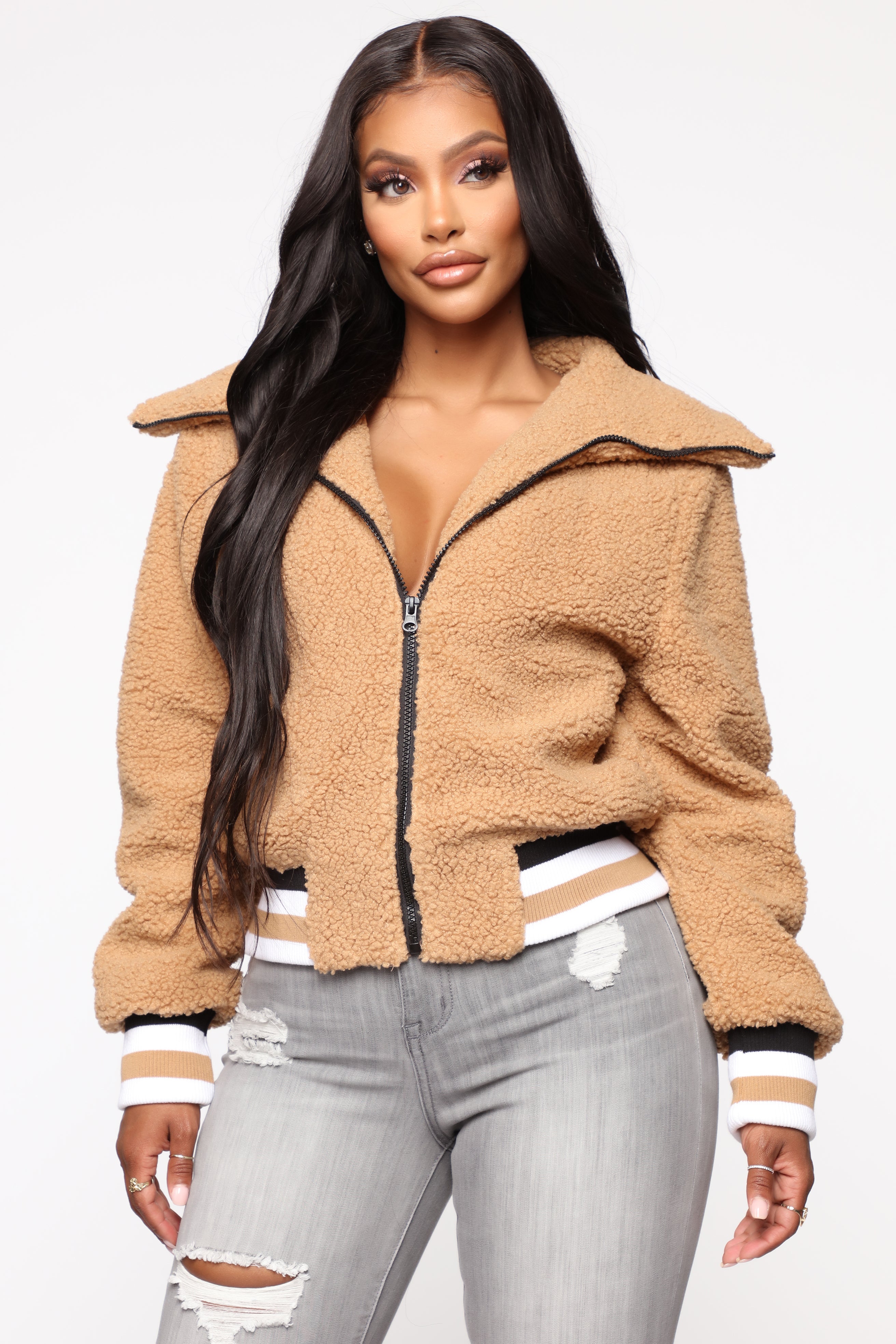 Fuzzy camel hotsell jacket