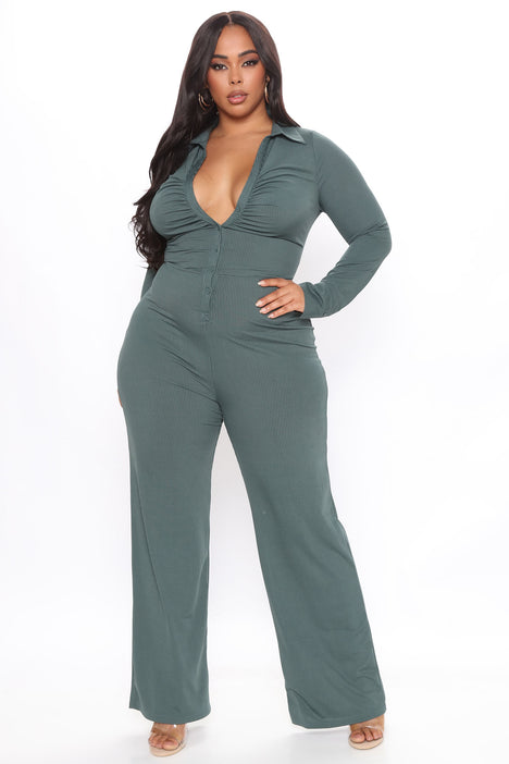 Weekend Ready Ribbed Jumpsuit - Teal