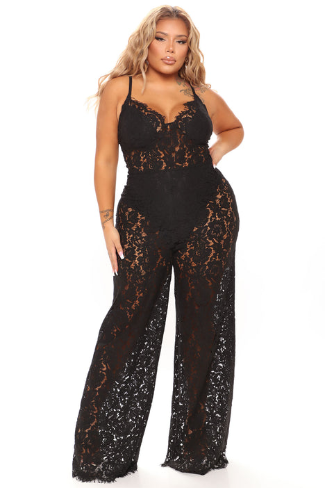 Evening Glow Lace Jumpsuit - Black