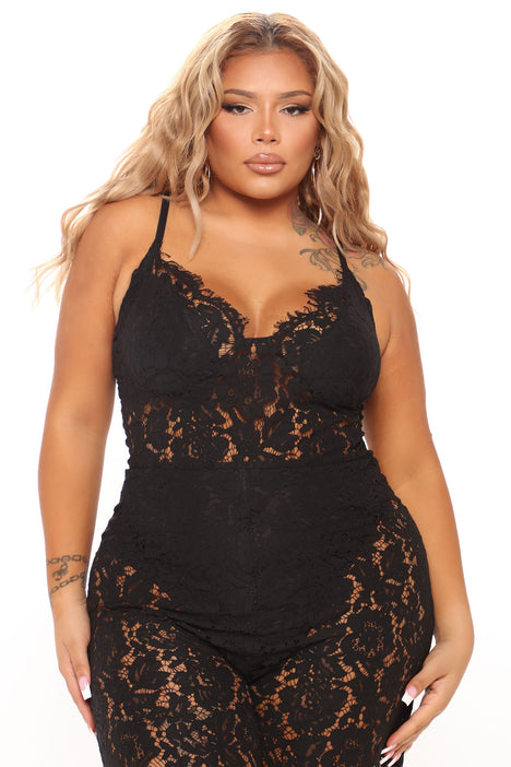 Evening Glow Lace Jumpsuit - Black