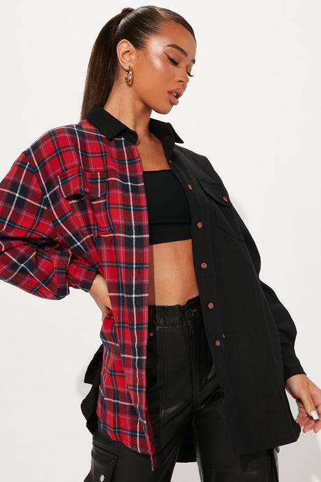 red and black plaid for women