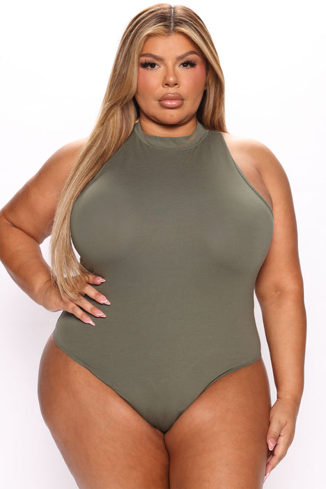 Mel Sleeveless Mock Neck Bodysuit Army Green