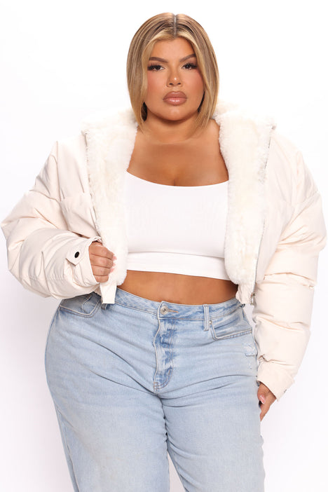 Women's See Things Clear Reflective Puffer Jacket in White Size Medium by Fashion Nova