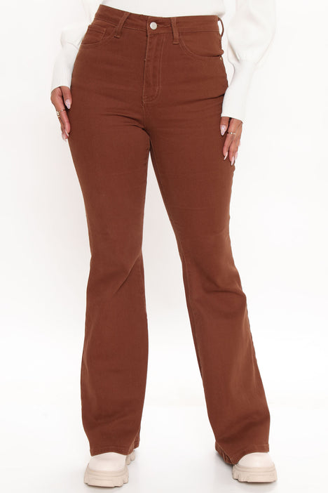 Stretch Flared High Waist Brown Jeans For Women Black And Brown