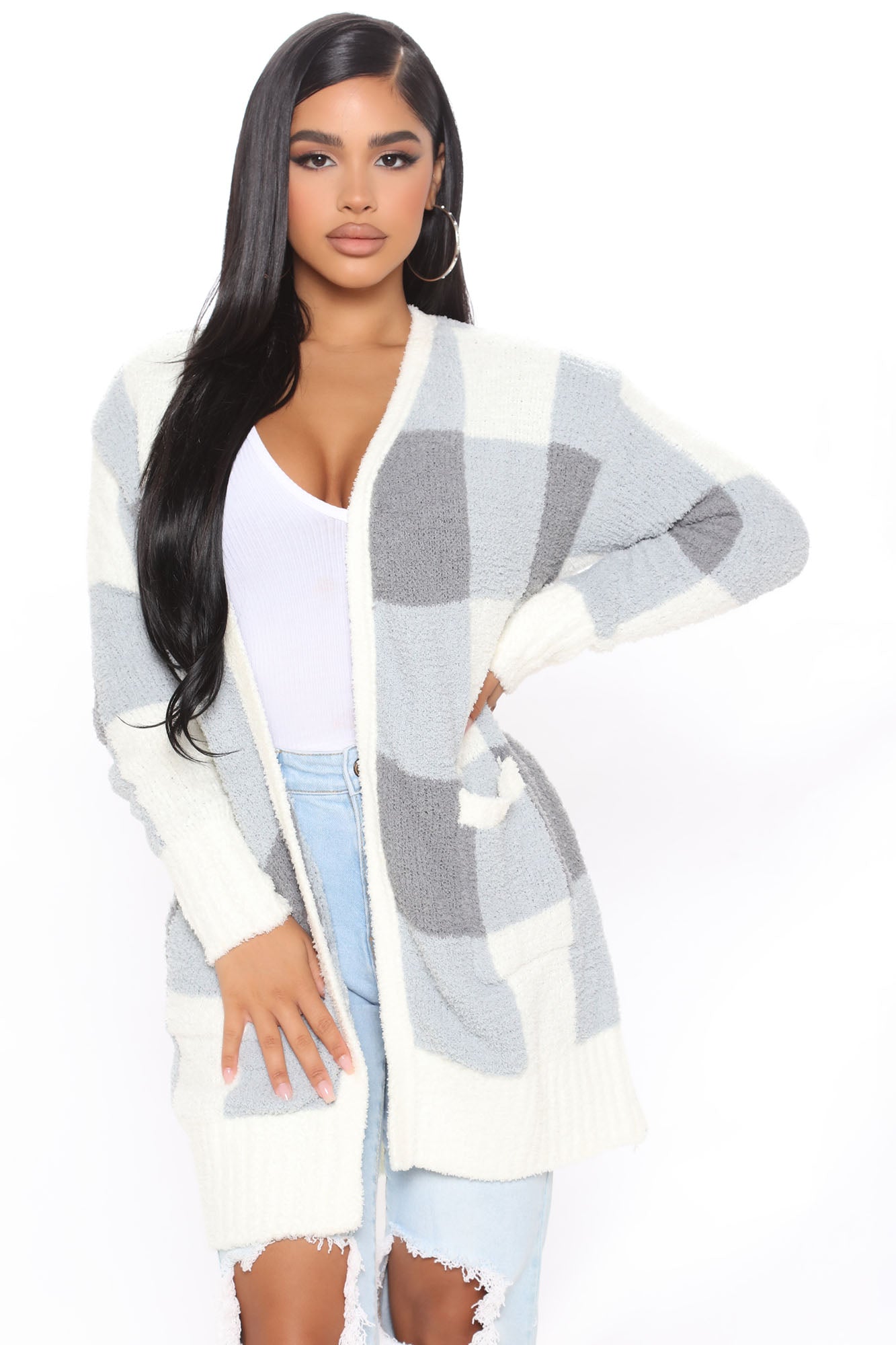 Grey deals plaid cardigan