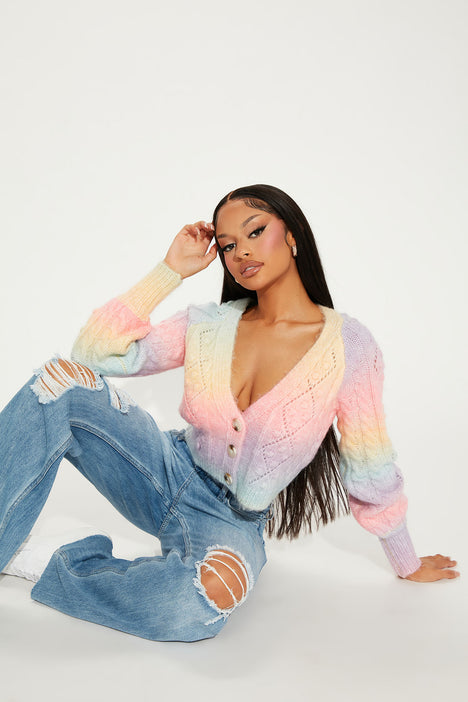 Rainbow Bliss Cropped Cardigan Multi Color Fashion Nova
