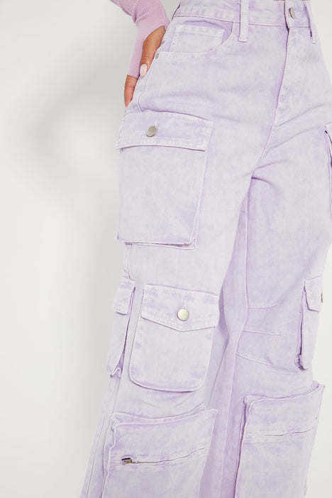 Lily High Rise Cargo Jeans - Lavender | Fashion Nova, Jeans | Fashion Nova