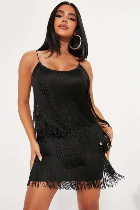 Black fringe dress fashion nova sale