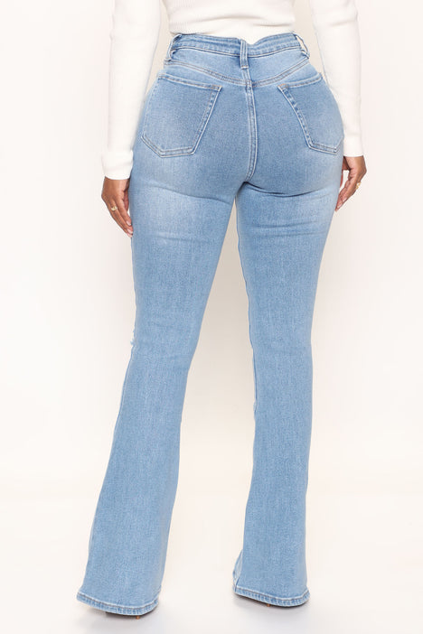 Hilary Hyper Stretch Flare Jeans - Olive