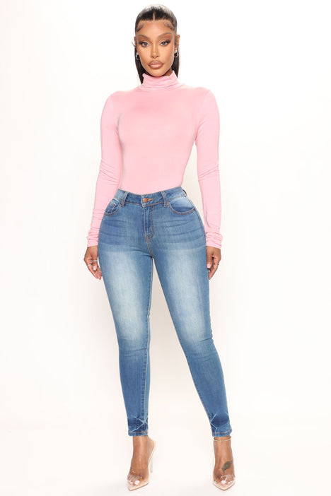 Pamela Turtle Neck Long Sleeve Top Pink Fashion Nova Basic