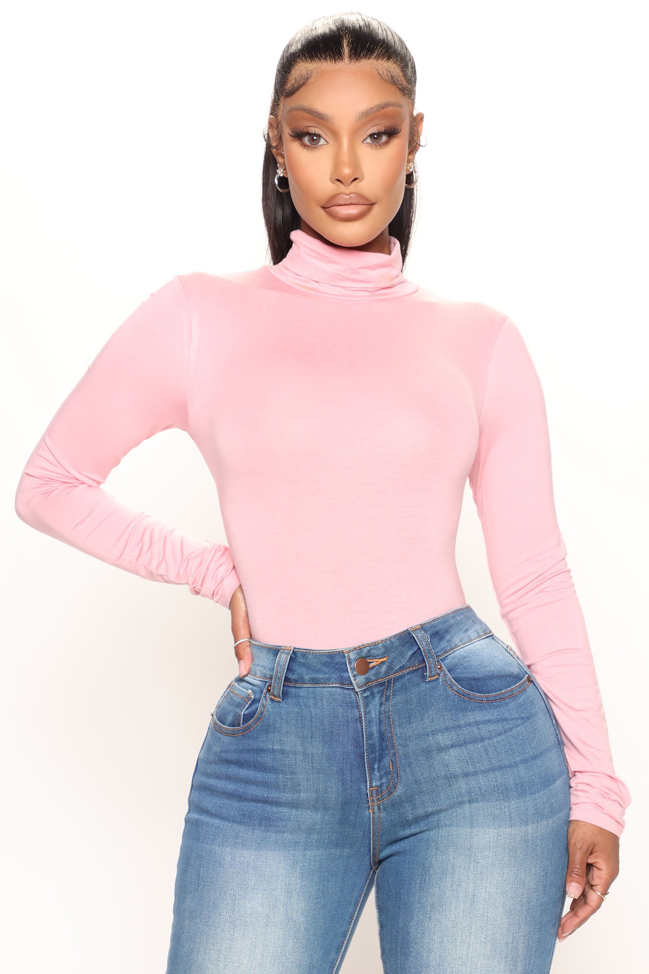 Pink mock neck hotsell top