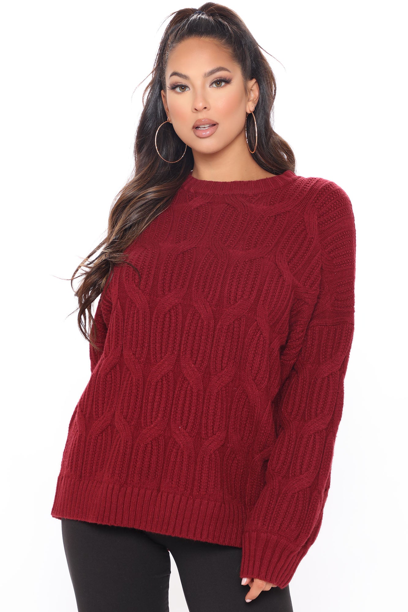 Burgundy oversized sweater hot sale