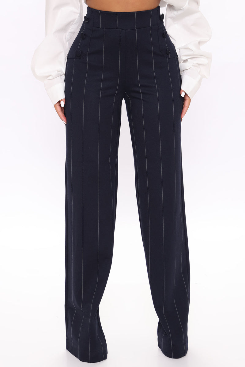 Drop A Pin Striped Pants - Navy | Fashion Nova, Pants | Fashion Nova