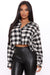 Push Your Buttons Cropped Plaid Top - Black/White