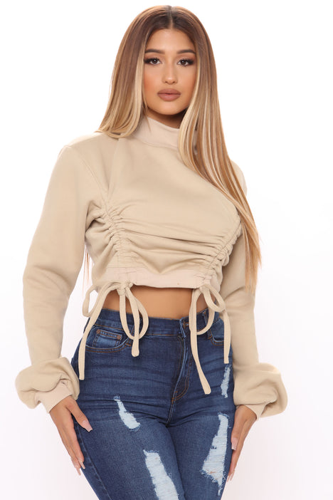 Telling It Like It Is Crop Sweatshirt Nude Fashion Nova Knit Tops Fashion Nova