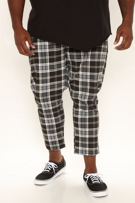Plaid Cropped Pants Black combo