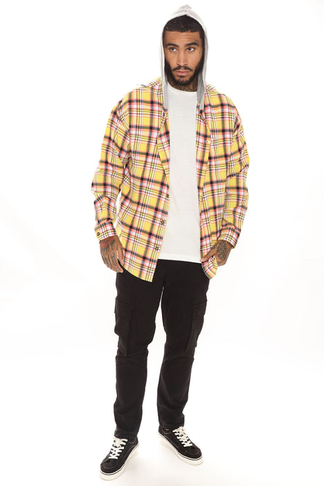Yellow flannel with hood deals