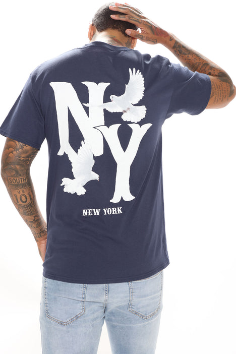 Men's Flyin in The East Short Sleeve Tee Shirt in Navy Blue Size XL by Fashion Nova