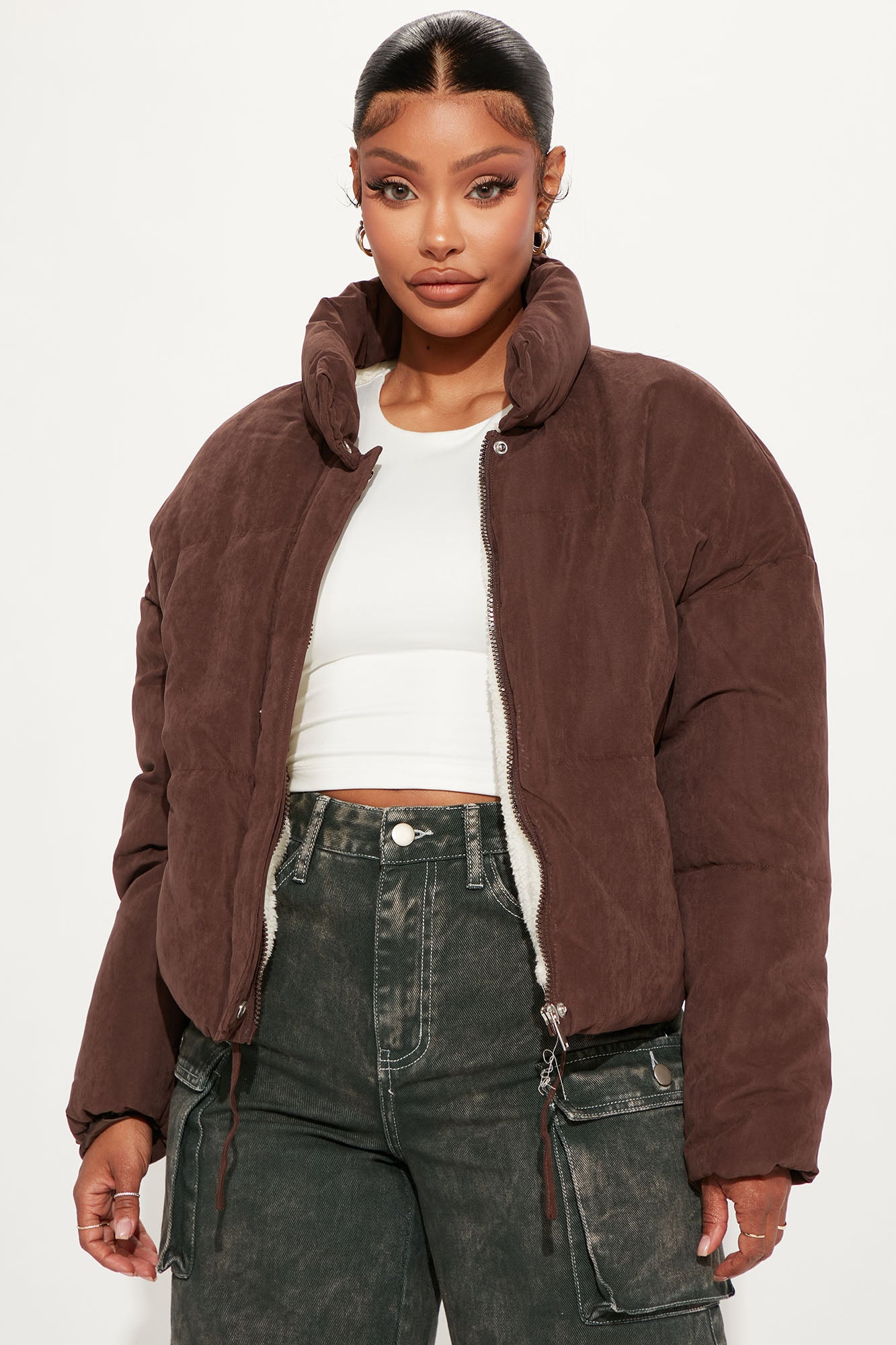Faux fur sales cord puffer jacket