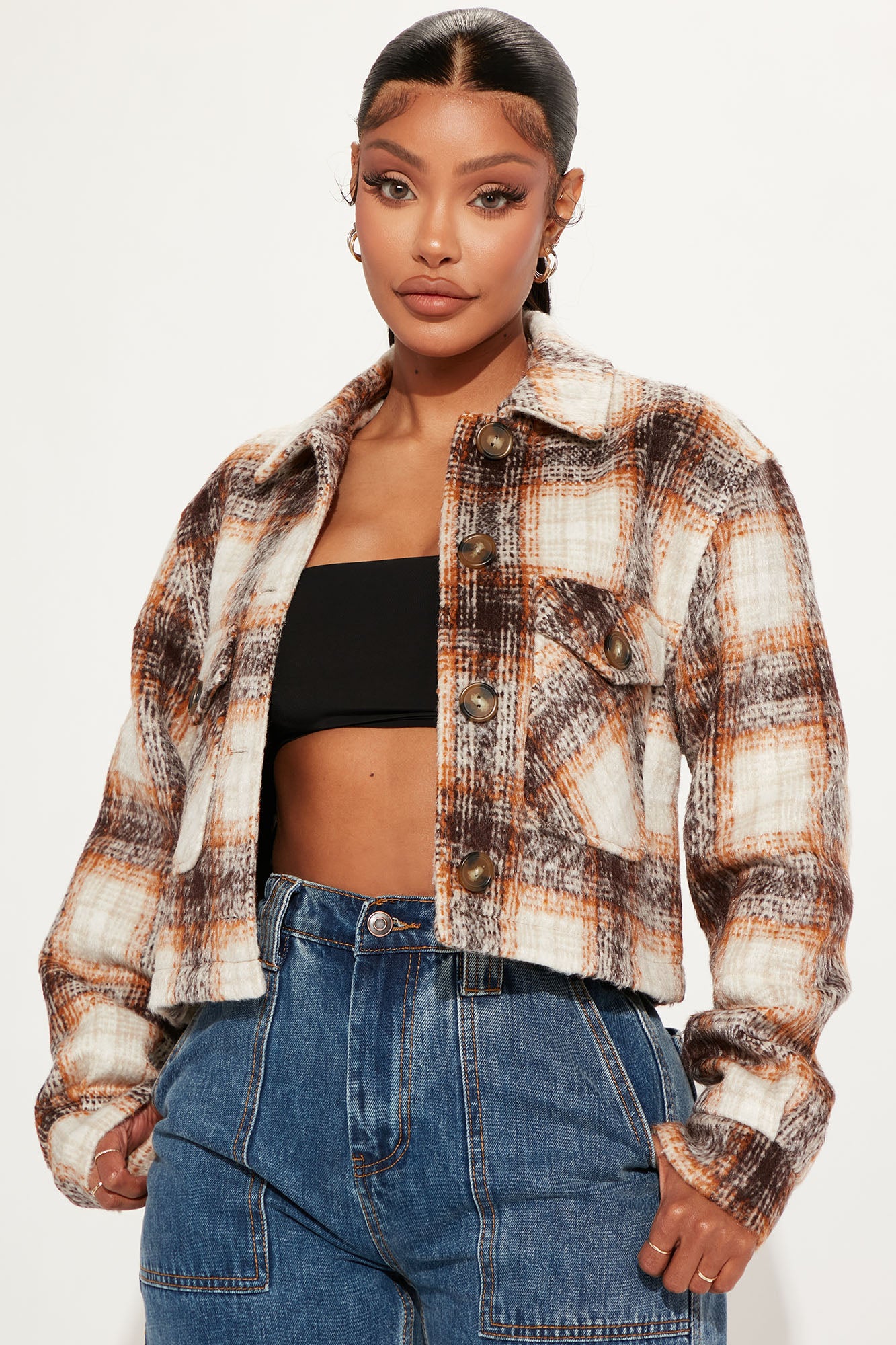 Tartan sales cropped jacket