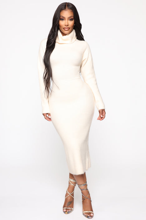 Ivory turtleneck dress on sale