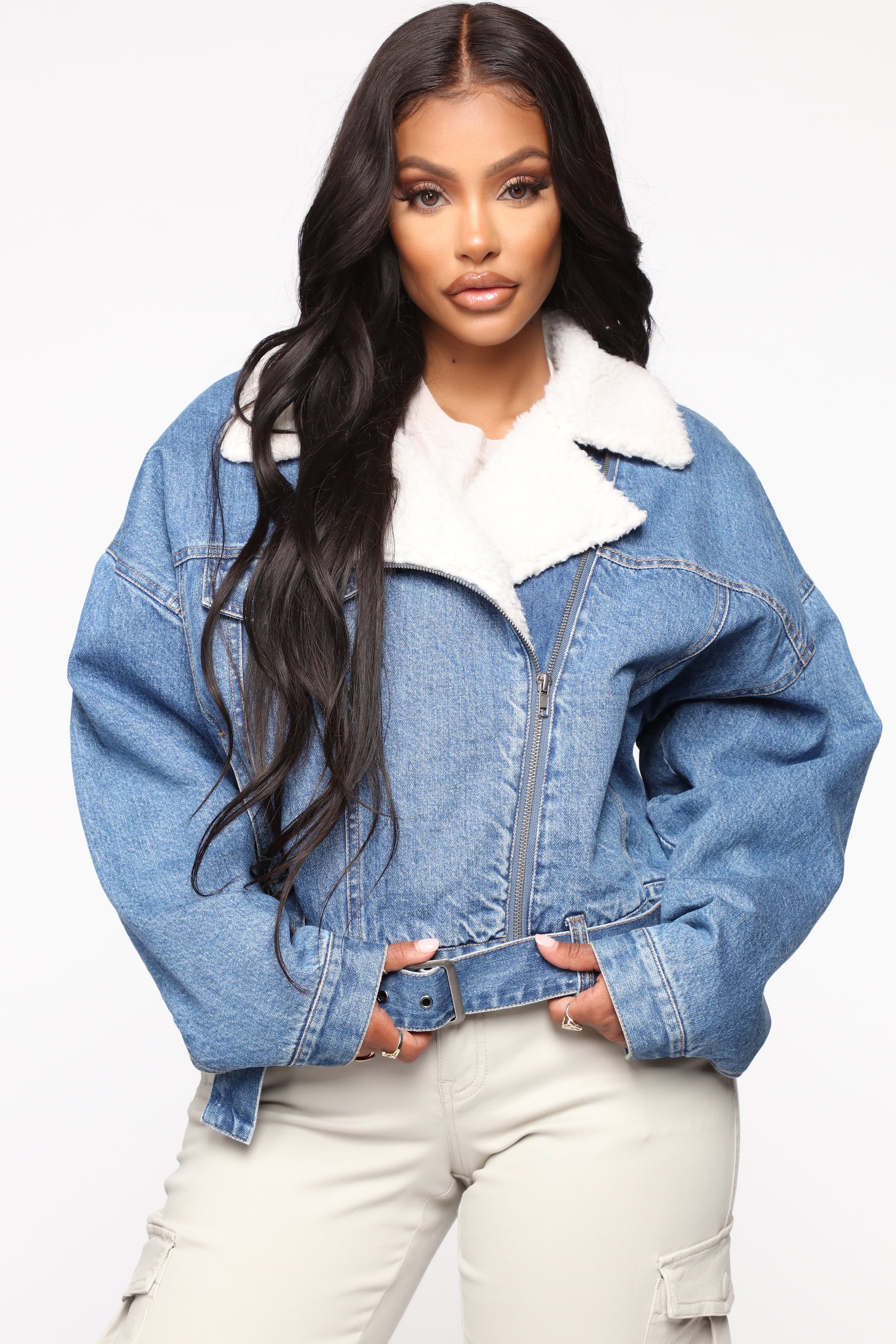 Ivory denim jacket sales