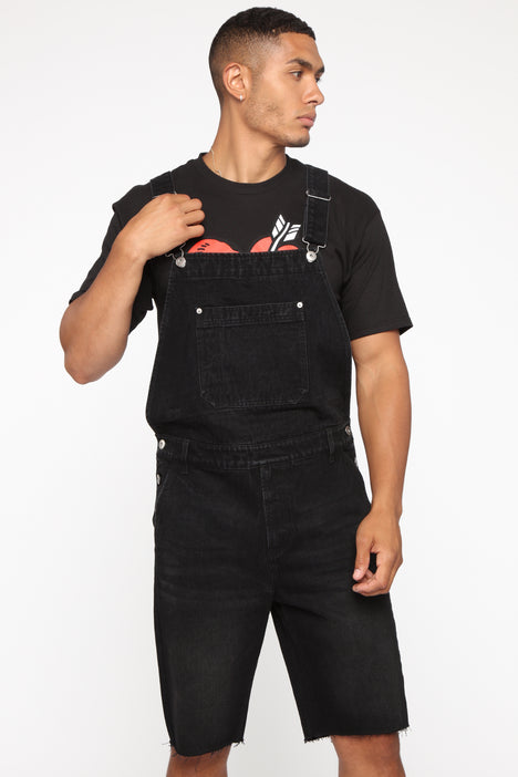 Mens overalls shorts discount black