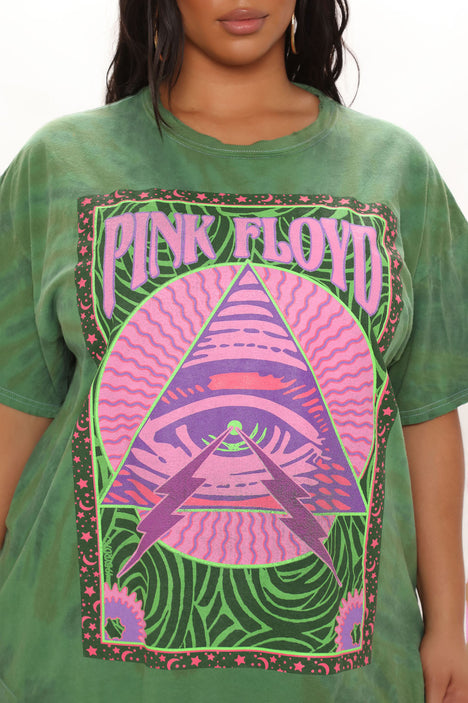 Pink Floyd Distressed Oversized Tie Dye Top Green Fashion Nova
