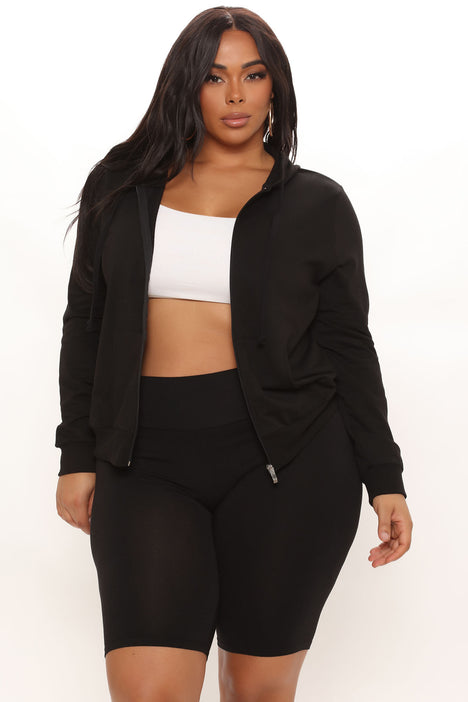 Women's plus size black zip hotsell up hoodie