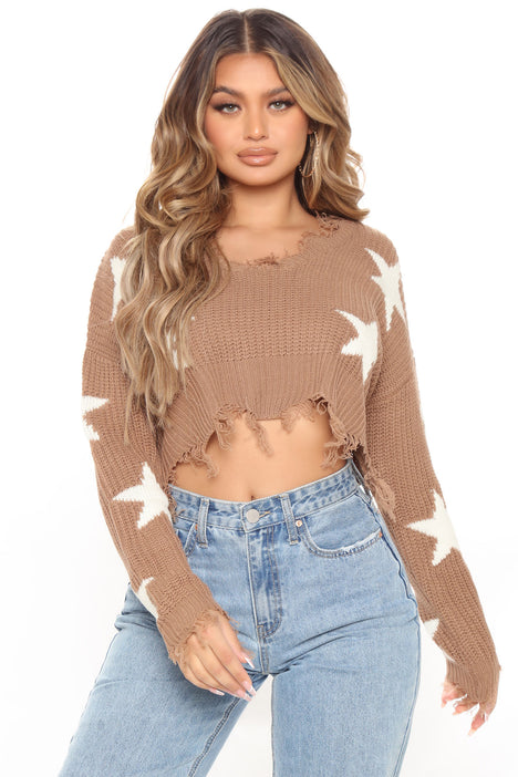 Brightest Star Distressed Sweater Mauve Fashion Nova Sweaters