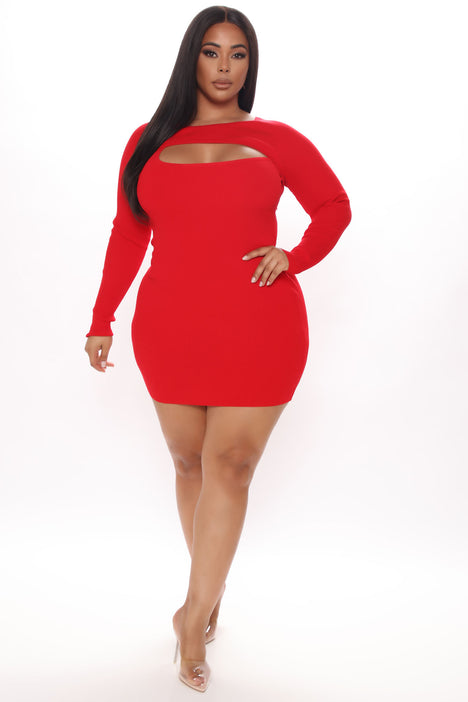 Fashion nova red hotsell dress plus size
