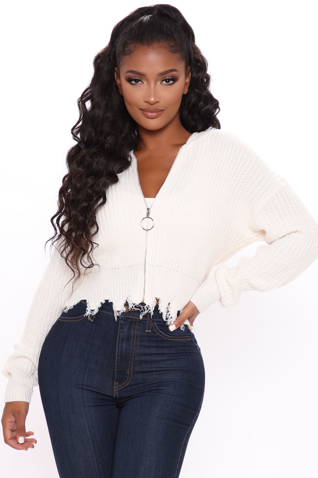 Won t Tear Me Down Distressed Sweater Ivory