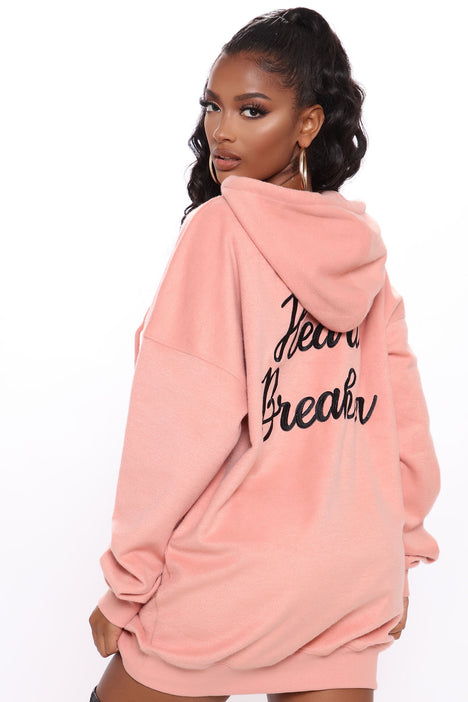 Heart Breaker Sweatshirt Dress Pink