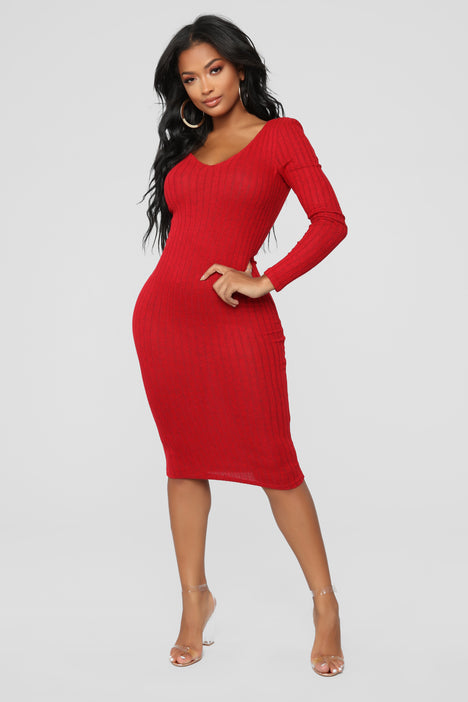 For The Thrill Of It Midi Dress Red