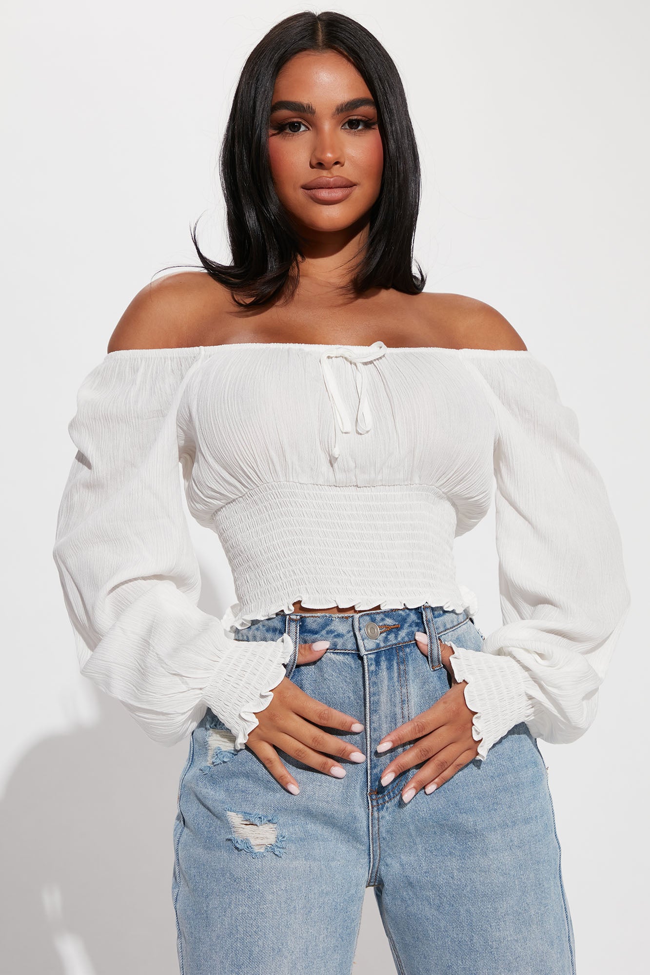 Women's Brooklyn Crop Top in Off White Size Medium by Fashion Nova