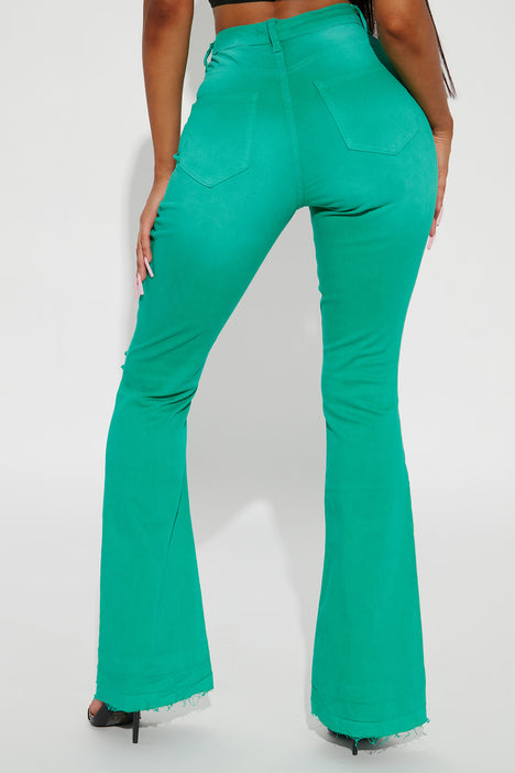 Eye Candy Stretch Flare Jeans Green