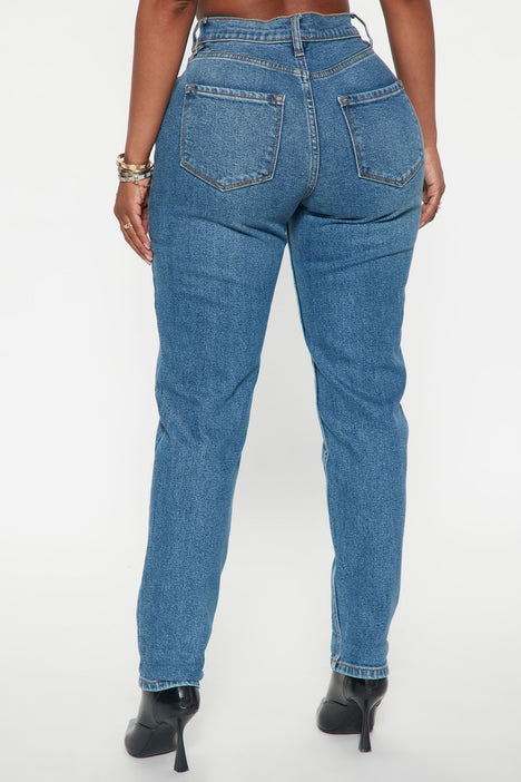 Affair Of The Heart Mom Jeans Medium Blue Wash