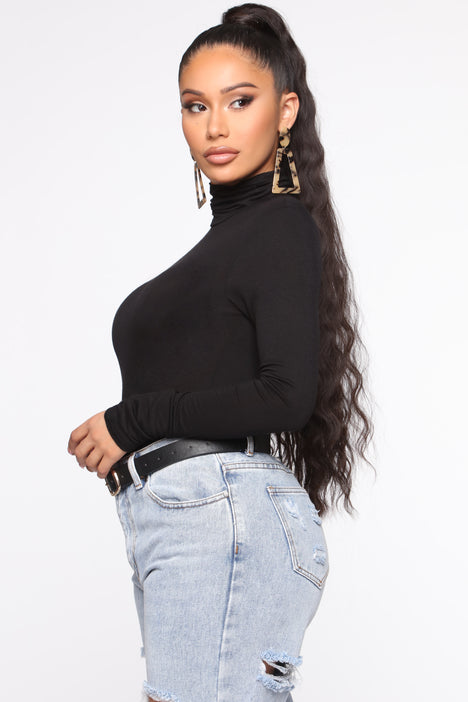 Pamela Turtle Neck Long Sleeve Top Black