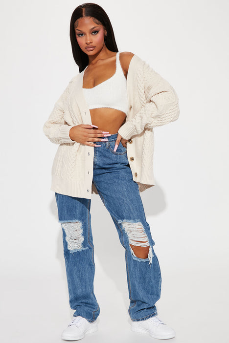 Oatmeal boyfriend cardigan new arrivals