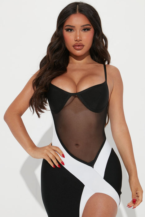 Black and white fashion nova dress sales