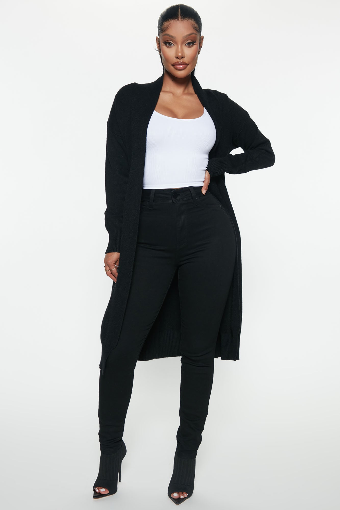 Warms Your Heart Sweater Duster Black Fashion Nova Sweaters