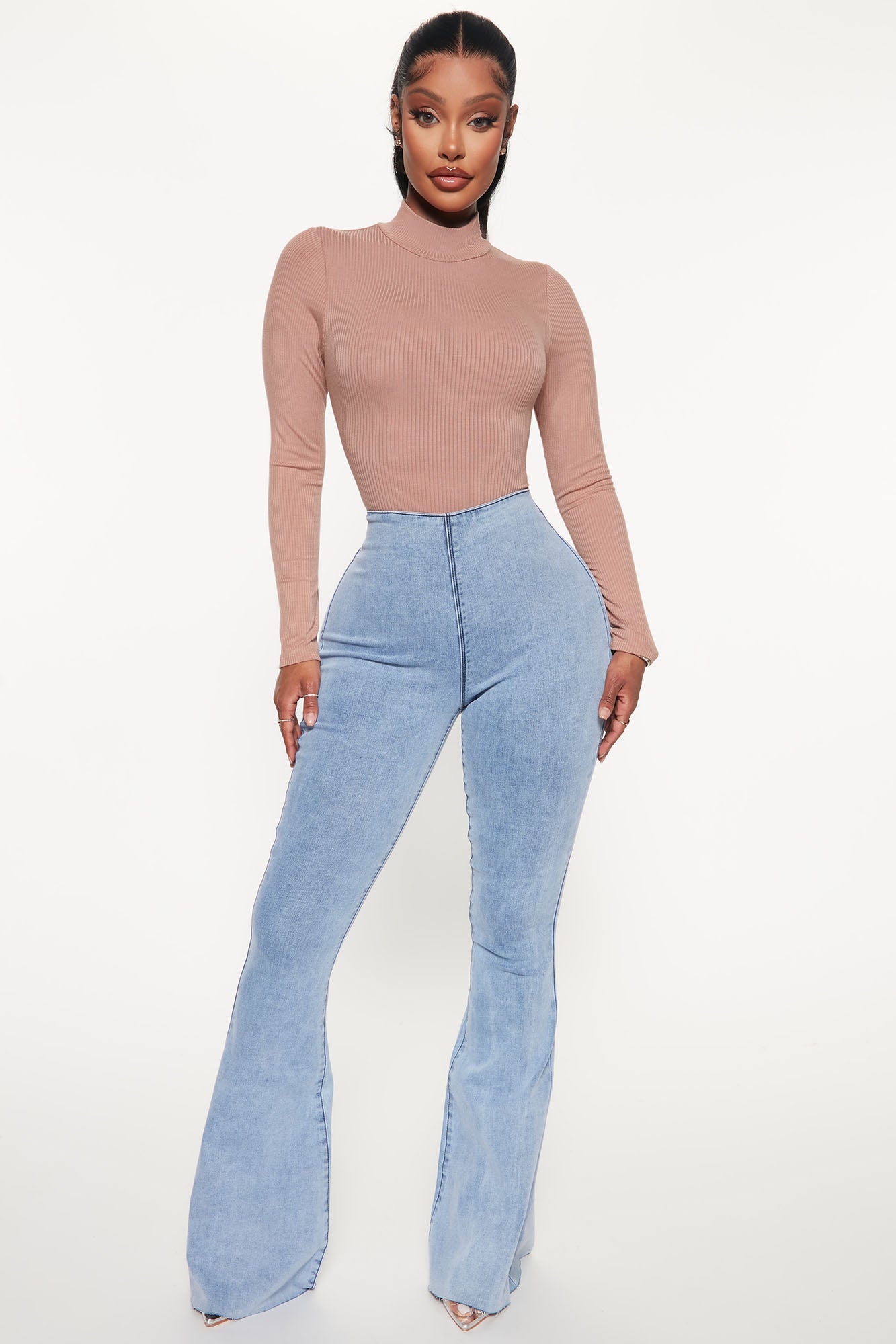 Sweet Love Story Pull On Flare Jeans Light Blue Wash Fashion