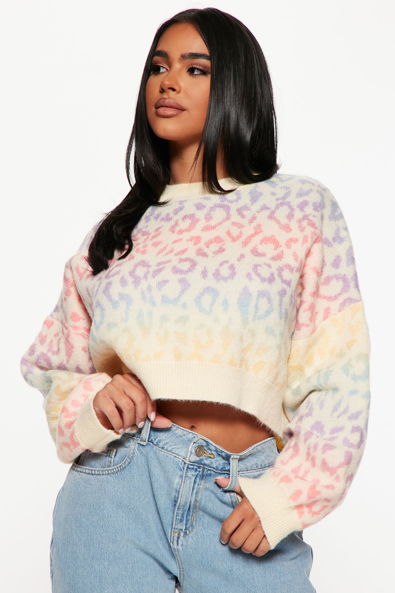 Lisa Rainbow Leopard Sweater Multi Color Fashion Nova