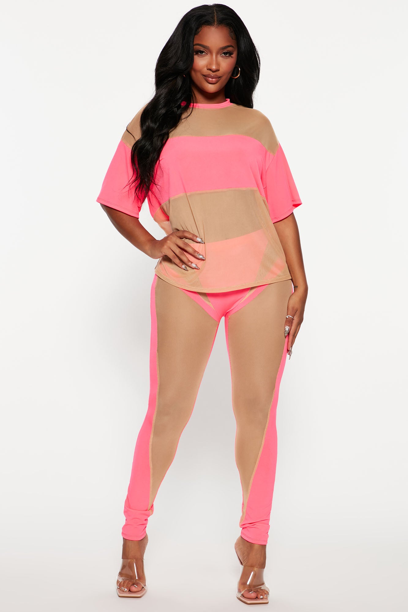 Neon pink clearance mesh top