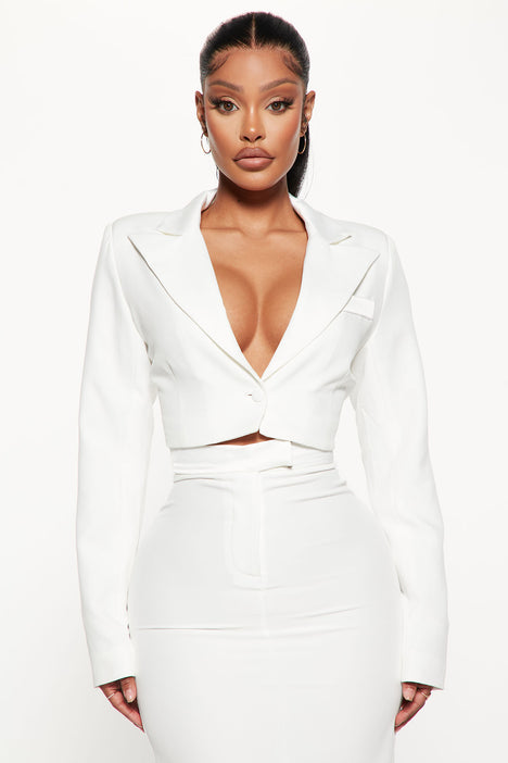 White blazer and skirt hotsell set