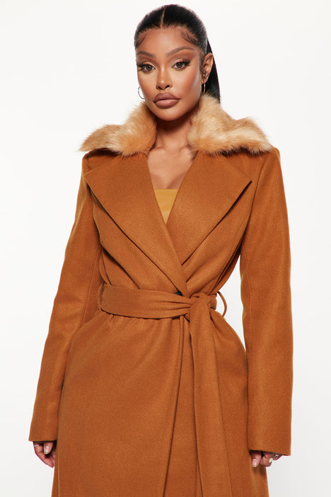Cognac wool cheap coat womens