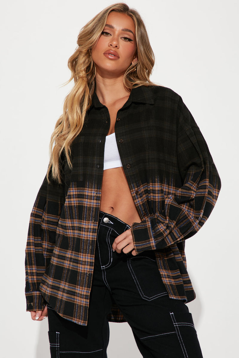 Checked In Checked Out Flannel Top - Black/combo | Fashion Nova, Shirts ...