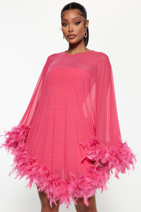 Showstopper Feather Mini Dress Set Pink Fashion Nova Dresses
