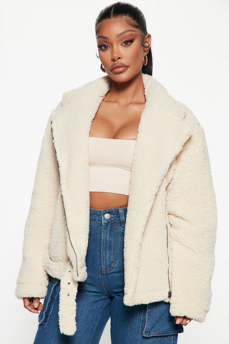 Cream sherpa jacket sales