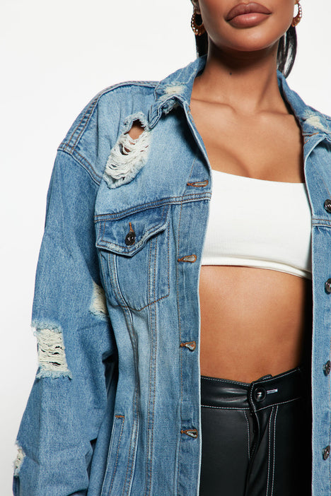 Fashion nova long jean jacket discount